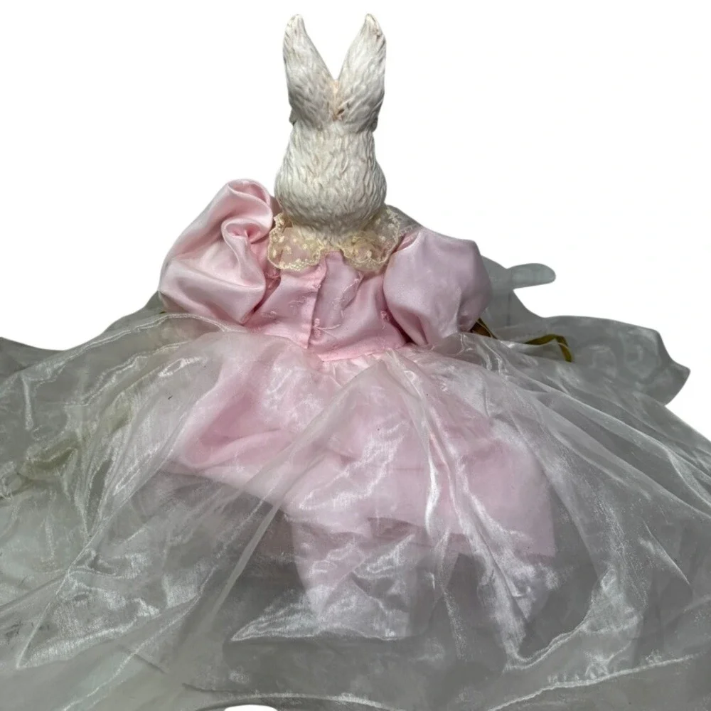 Dept 56 Easter Bunny Rabbit Doll Pink Satin Victorian Dress Floral Lace 18